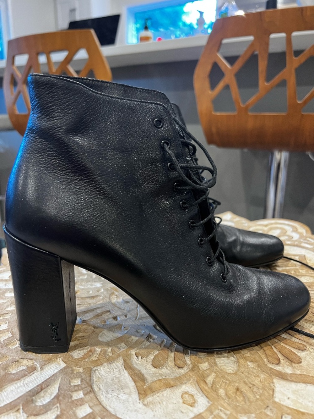 Saint Laurent lace-up booties sz 40